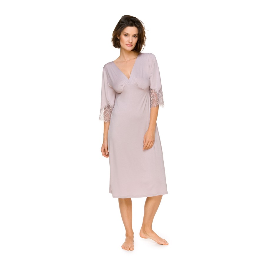 Camisón largo negro de micromodal y elastano